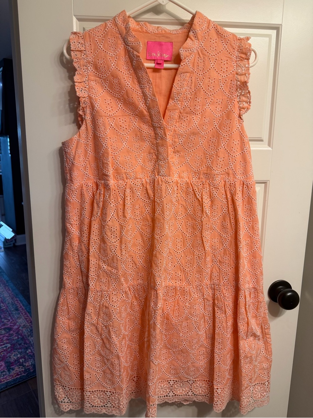 Lilly Pulitzer Peach Eyelet V-Neck Dress